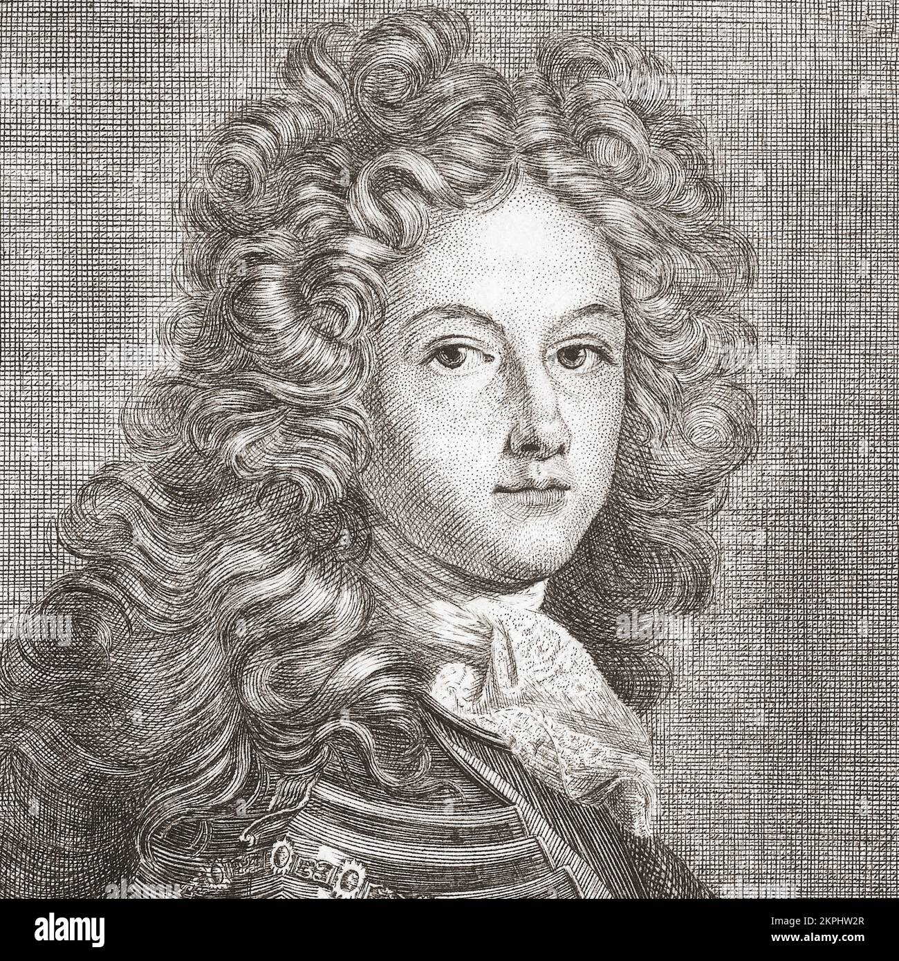 Philip V, 1683-1746. König von Spanien, 1700 - 14. Januar 1724 und wieder vom 6. September 1724 - 1746. Nach einem Gemälde von Joseph Vivien. Stockfoto