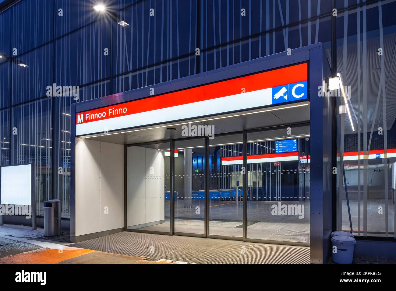 Die brandneue Metrostation Finnoo in Espoo, Finnland. Stockfoto