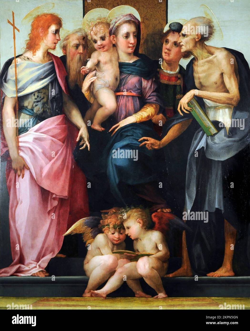 Altarbild von Santa Maria Nuova vom italienischen Maler Rosso Fiorentino (1494-1540), Öl auf Platte, 1518 Stockfoto