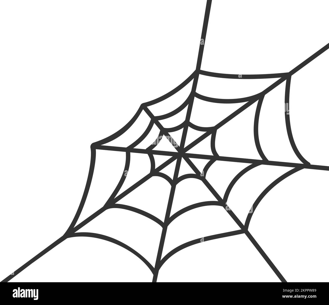 Cobweb in Ecke isoliert auf weißem Hintergrund. Handgezeichnete Spinnennetztextur. Halloween-Party-Design. Vektorgrafik im Kritzelstil. Stock Vektor