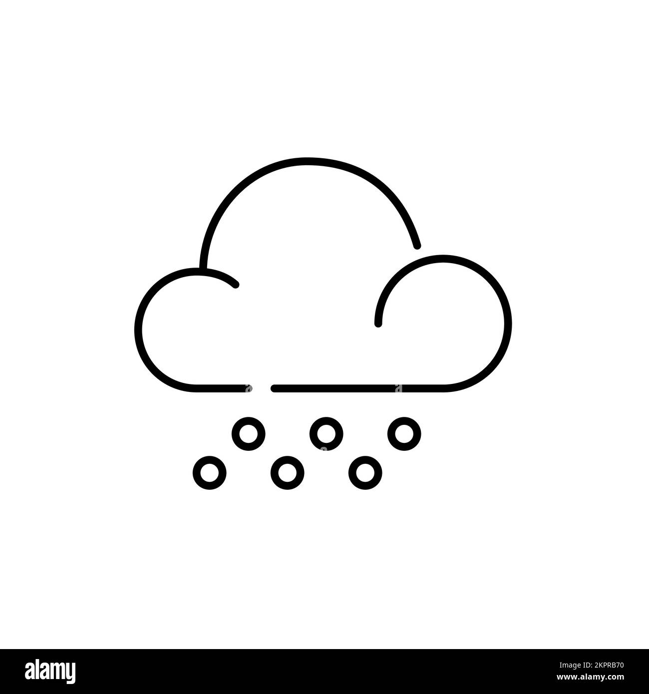 Hagelsymbol. Feste Niederschläge, die von der Wolke kommen. Pixelgenaue, bearbeitbare Kontur Stock Vektor