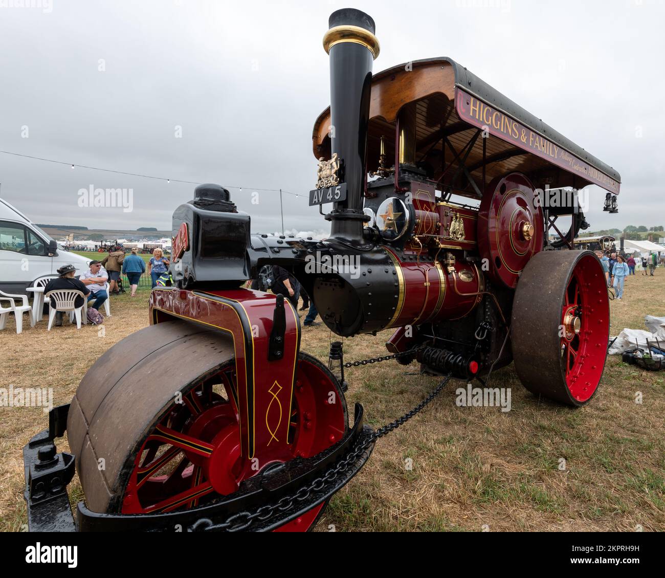 Tarrant Hinton.Dorset.United Kingdom.August 25. 2022.Im Great Dorset Stea wird Ein restaurierter 1924 Fowler DN1 Straßenroller namens Highlander ausgestellt Stockfoto