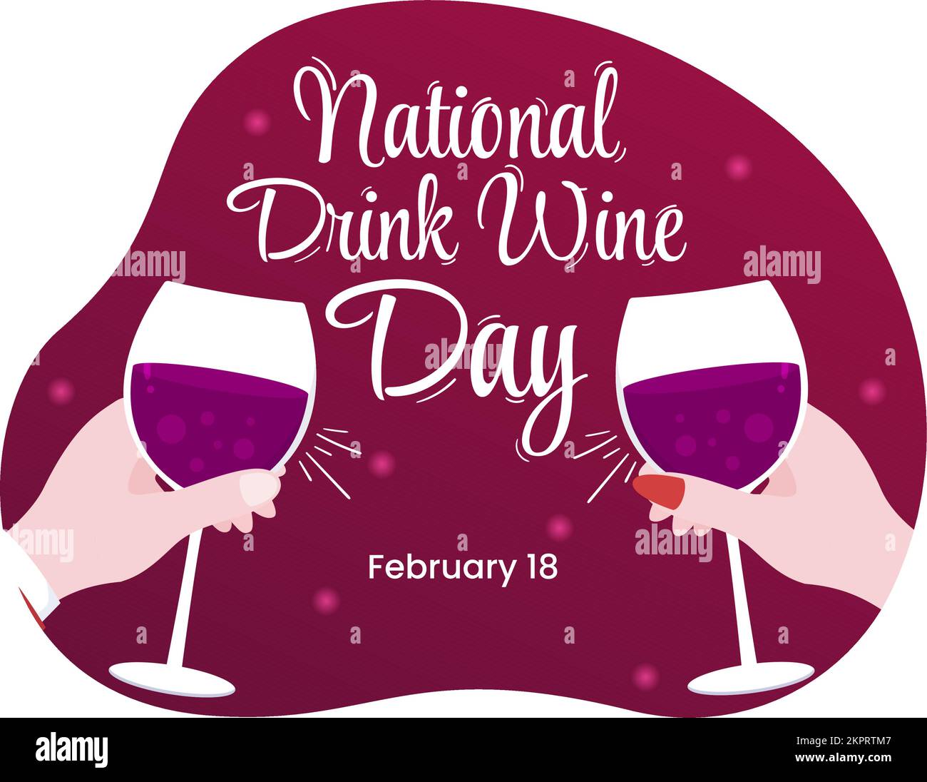National Drink Wine Day am 18. Februar mit einem Glas Trauben und einer Flasche in einem flachen Cartoon Handgemalte Hintergrundvorlagen Illustration Stock Vektor