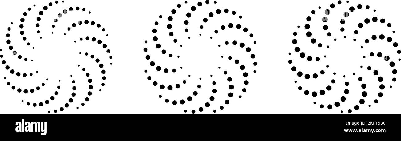 Punkt radiale Kreislinien. Geometrische Linien mit kreisförmiger Strahlgeschwindigkeit. Symbol für Sonnensterne. Abstraktes, halftonfarbenes Design-Element im Streifenmuster. Bewegungslinien Stock Vektor