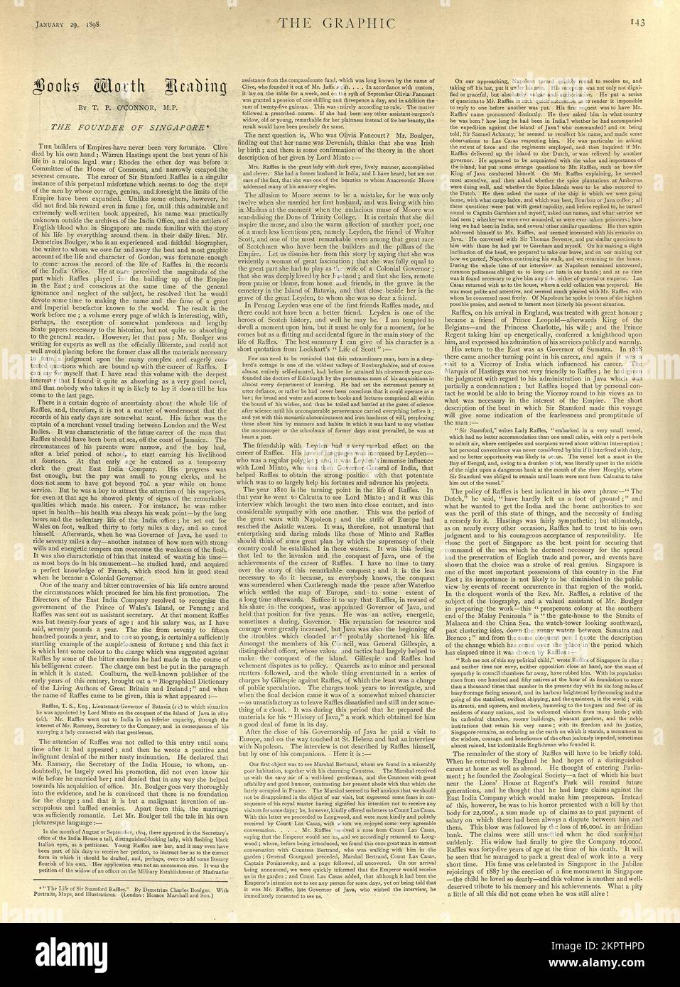 Alte alte alte Zeitungsseite, viktorianisches 19.. Jahrhundert, Bücher, die es wert sind, gelesen zu werden Stockfoto