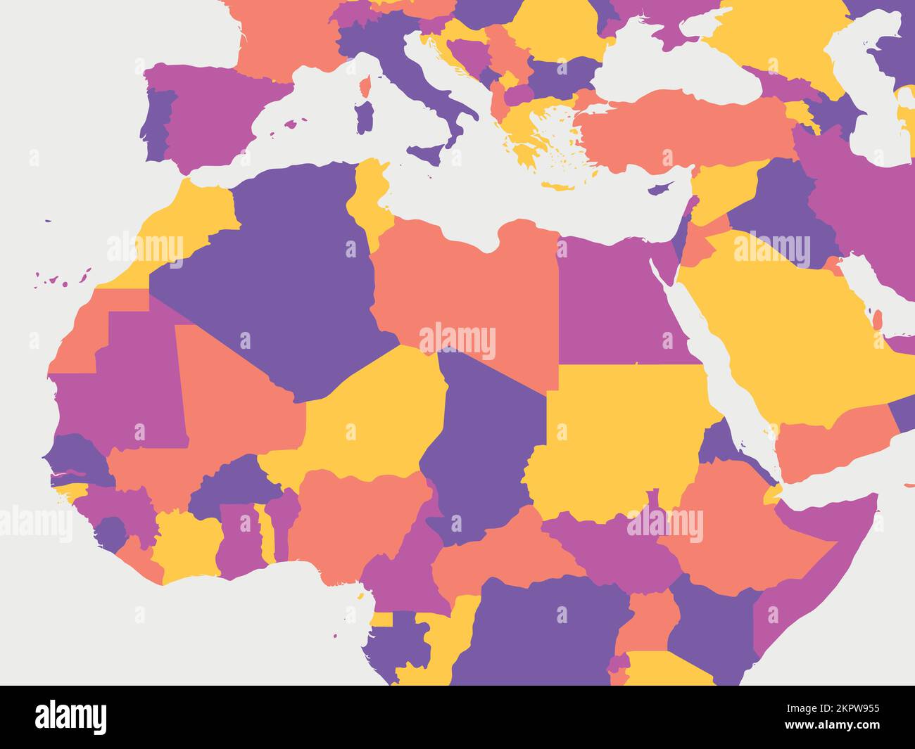 Nordafrika: Leere Karte. Hochdetaillierte politische Karte der nördlichen afrikanischen Rgion Stock Vektor