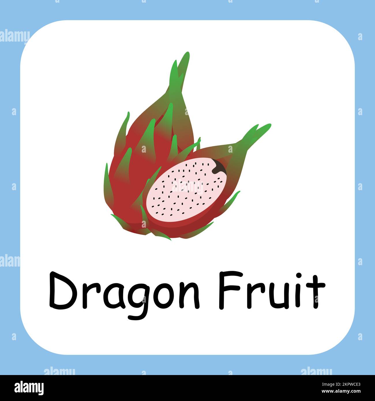 Dragon Fruit Clip Art, Illustration für Kinder, Cartoon Fruit Illustration Stock Vektor