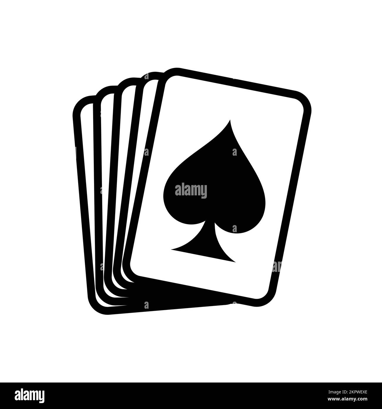 Poker Blackjack-Karten Pik-Ass Schwarz stilisiertes einfaches Logo Symbol Vektor isoliert auf weißem Hintergrund Stock Vektor