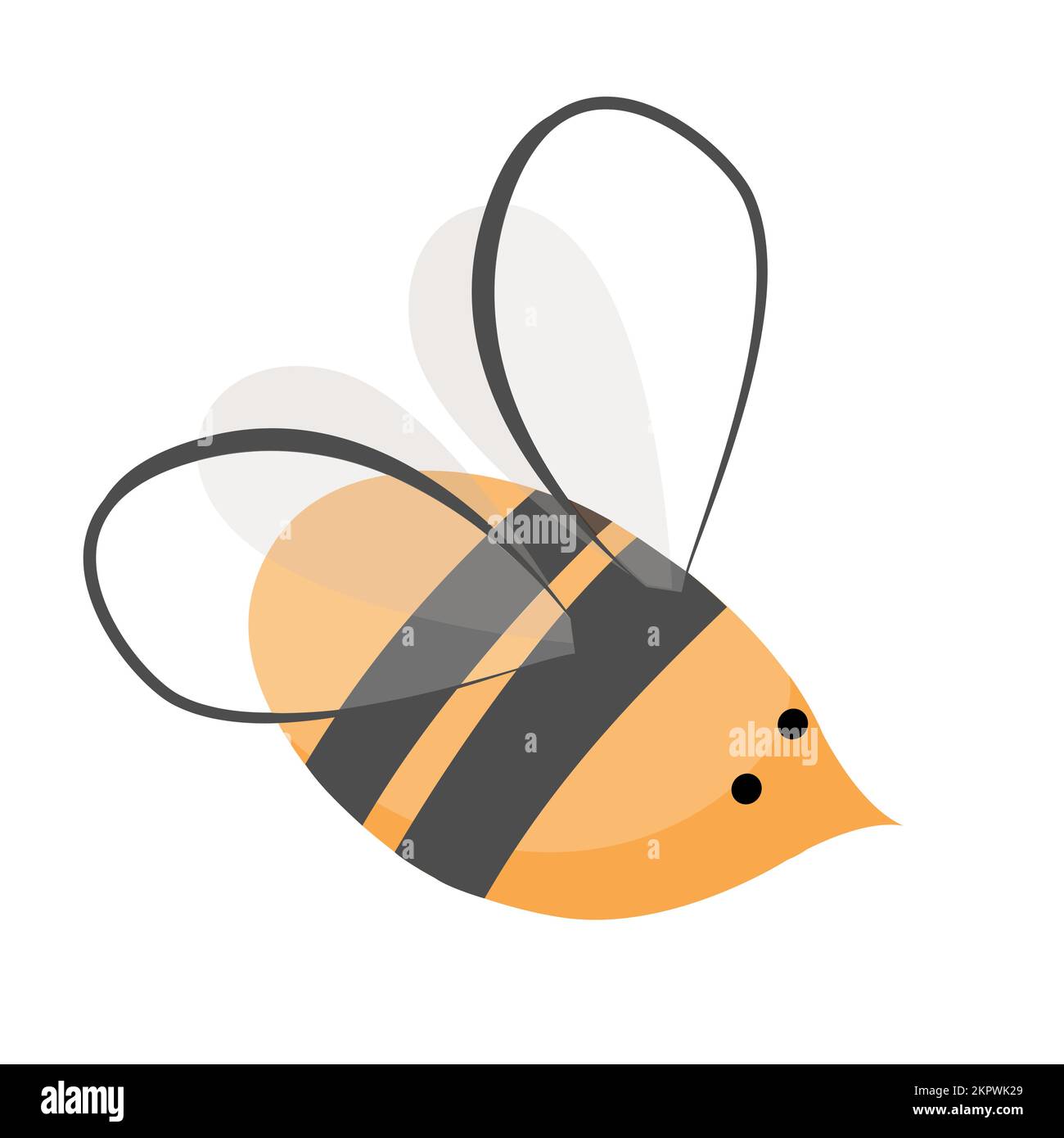 Süße Honigbienen-Ikone. Cartoon Happy Flying Bee für Bienenzucht-Design. Insektenfigur. Vektor auf weiß isoliert Stock Vektor