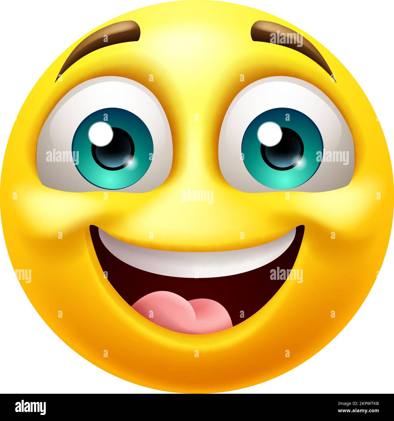Fröhliche, Lächelnde Emoji Emoticon-Gesicht-Cartoon-Ikone Stock Vektor