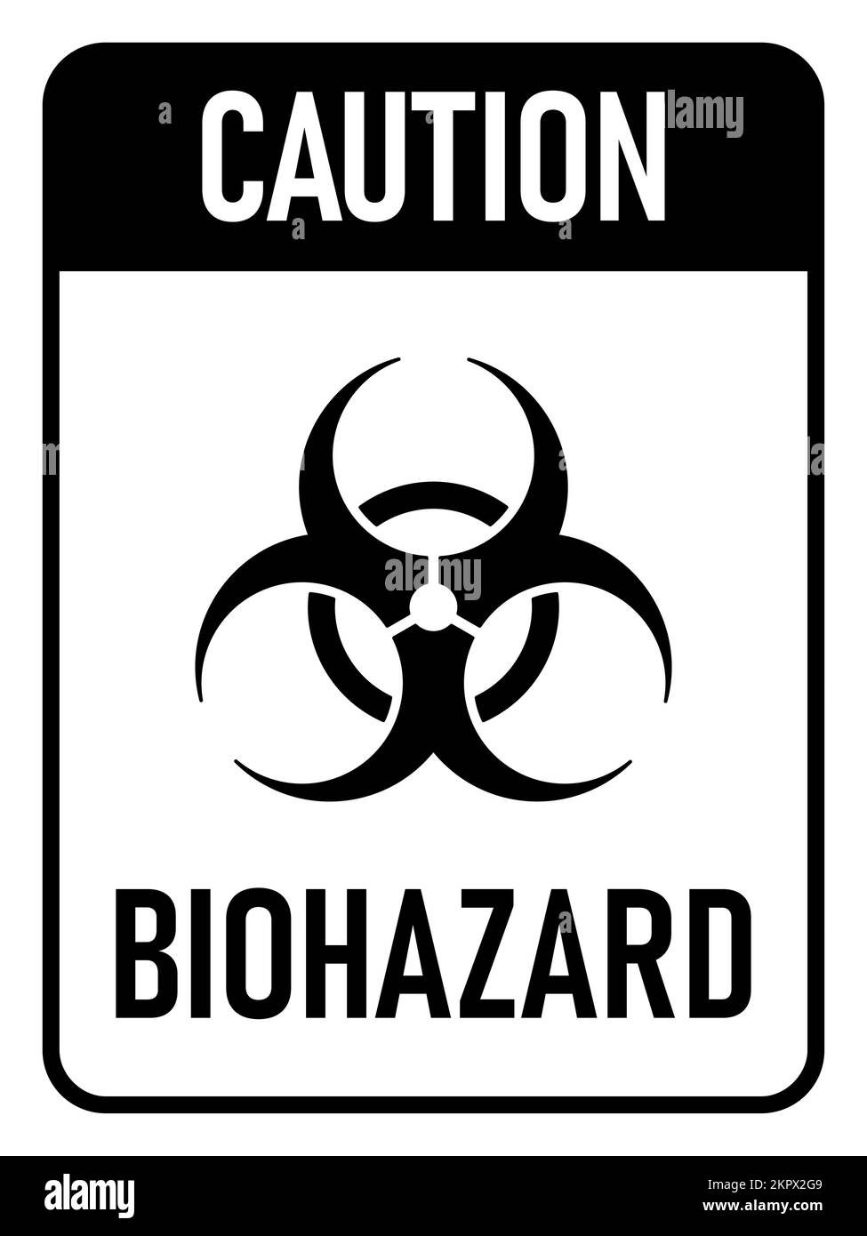 Symbol für Zeichen für biologische Gefahren oder biologische Gefahren bei vertikaler oder Hochformat Vorsicht bei einem Seitenverhältnis von 3:4. Vektorbild. Stock Vektor