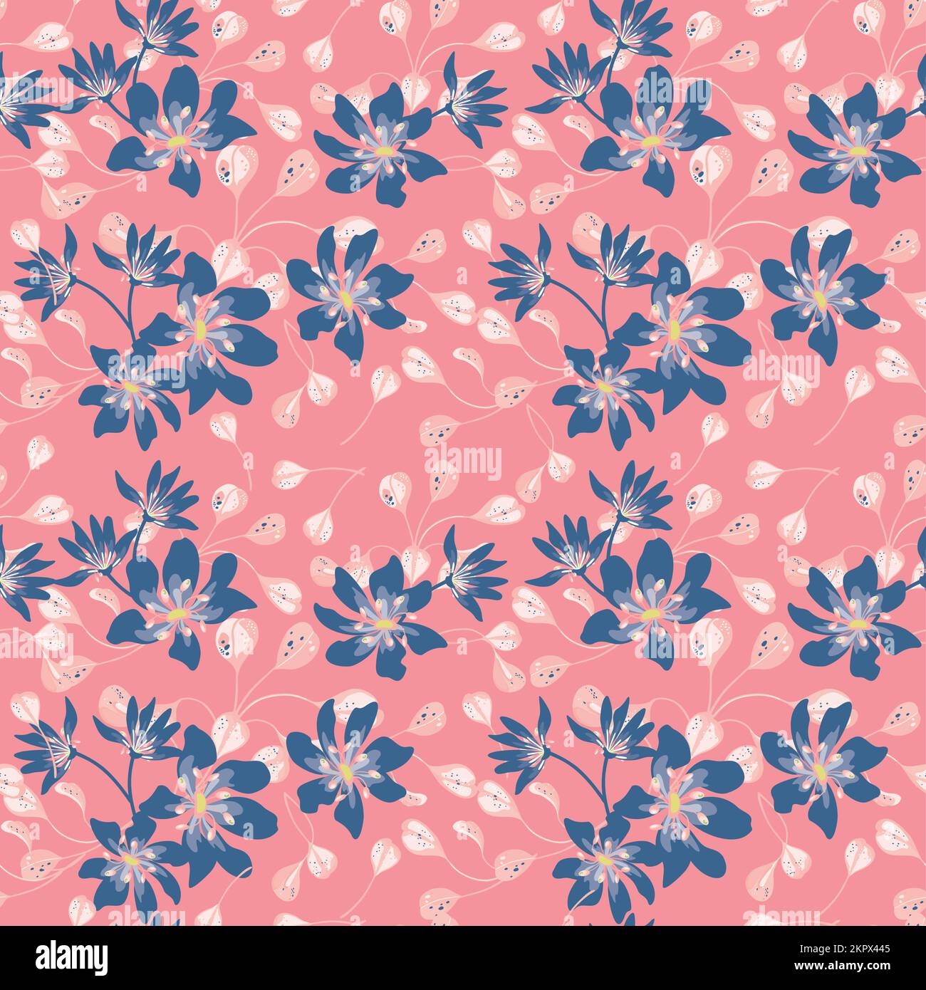 Modernes, nahtloses Muster mit großem Blumenvektor. Digital gezeichnete Darstellung. Kann als Textilstoff oder Tapete, Karten, Einladungsdekoration verwendet werden Stock Vektor