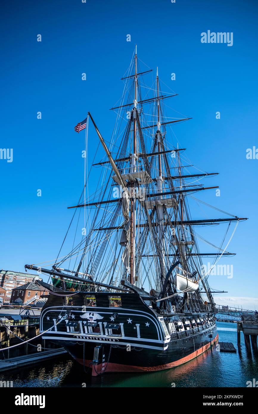 stern- und Steuerbordseite der USS-Verfassung Stockfoto