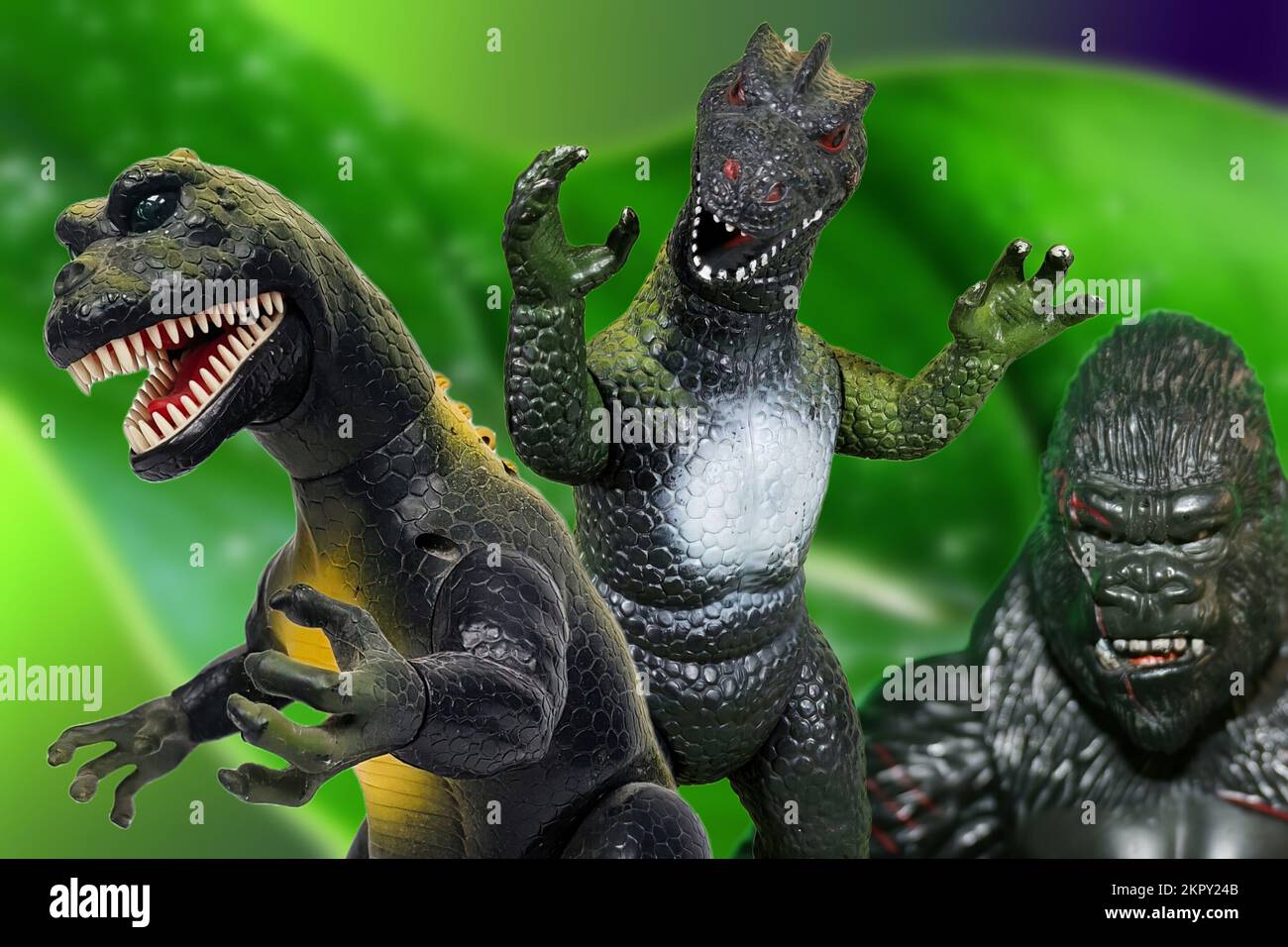 Spielzeuge mit Darstellungen von King - Kong und Godzilla, hergestellt in den 70s Jahren Stockfoto