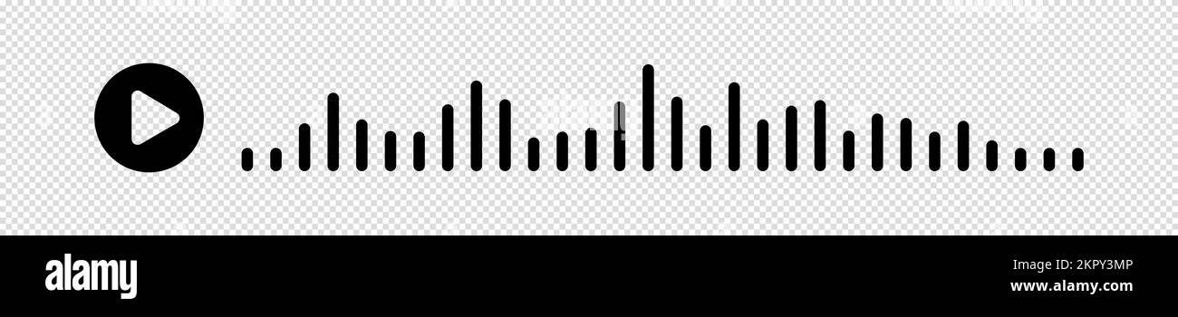 Audiowelle. Symbol klingt nach einem Lied. EQ. Podcast-Welle. Symbole auf isoliertem Hintergrund. Sprachnachricht. Vektordarstellung. Stock Vektor