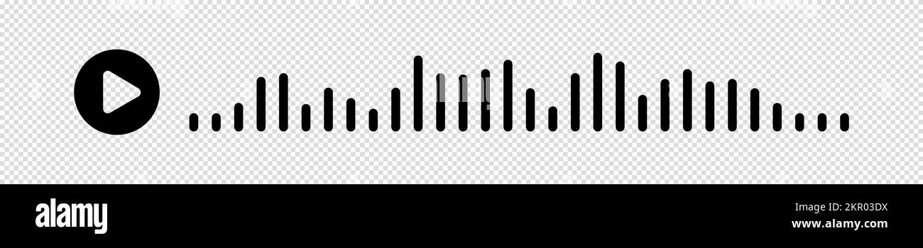 Audiowelle. Symbol klingt nach einem Lied. EQ. Podcast-Welle. Symbole auf isoliertem Hintergrund. Sprachnachricht. Vektordarstellung. Stock Vektor