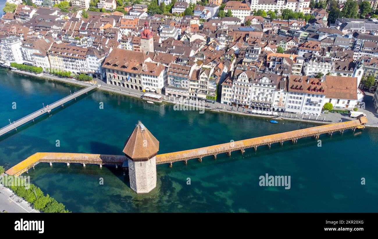 Kapellbrücke oder Kapellbrücke, Luzern, Schweiz Stockfoto