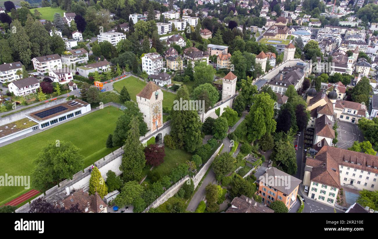 Musegg Wall Luzern oder Museggmauer, Luzern, Schweiz Stockfoto