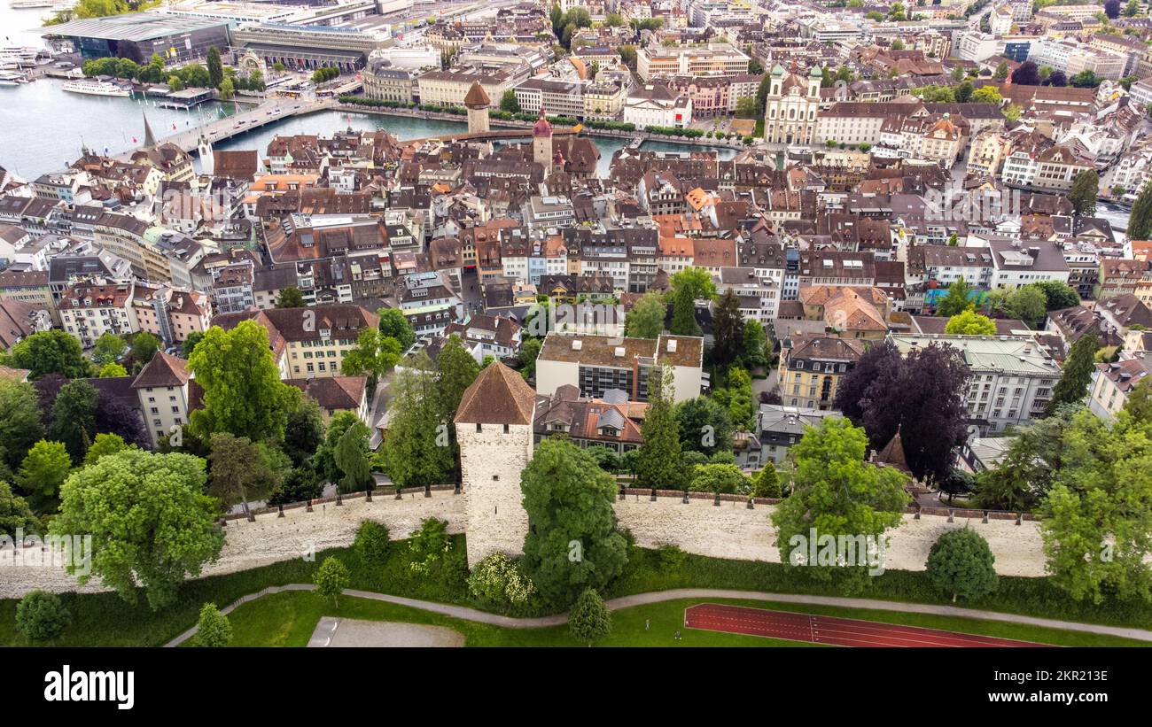 Musegg Wall Luzern oder Museggmauer, Luzern, Schweiz Stockfoto