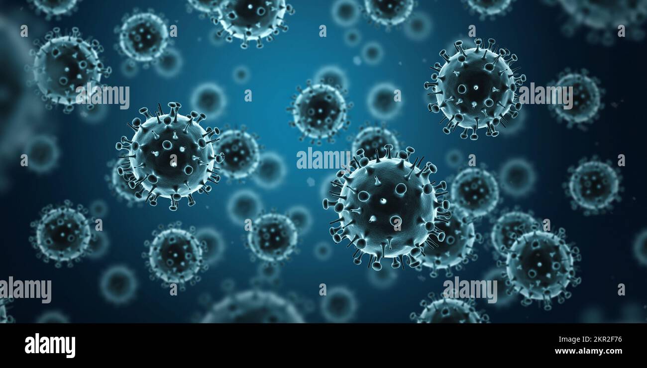 Influenza-Virus H1N1. Schweinegrippe. 3D Abbildung. Stockfoto