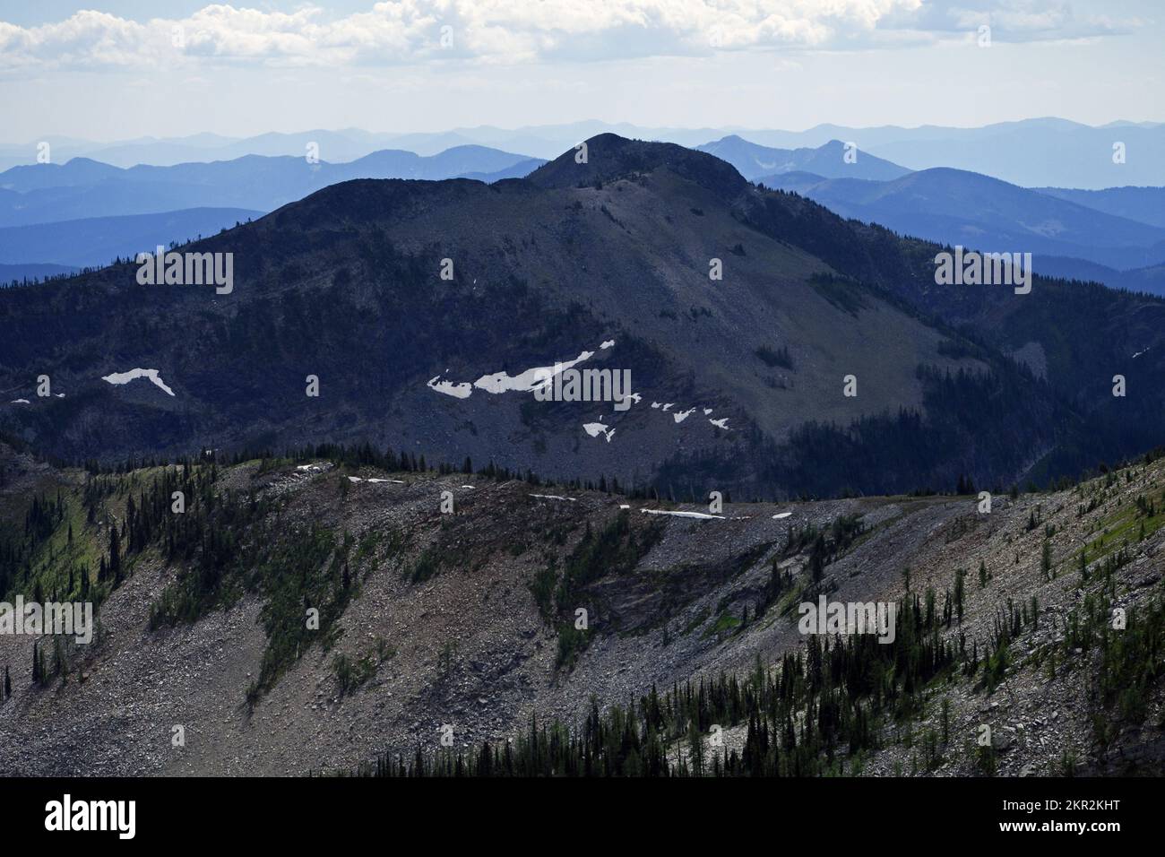 Purcell Mountains vom Northwest Peak im Sommer. Kootenai National Forest, Nordwest-Montana. (Foto: Randy Beacham) Stockfoto