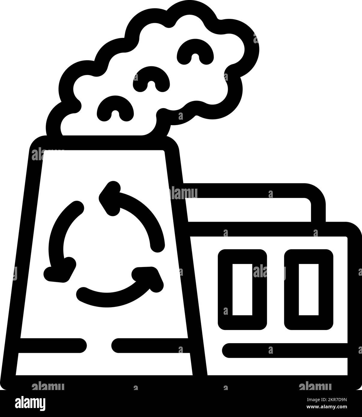 Verwenden Sie den Symbolkonturvektor der chemischen Fabrik wieder. Papierprogramm. Plastikprogramm Stock Vektor
