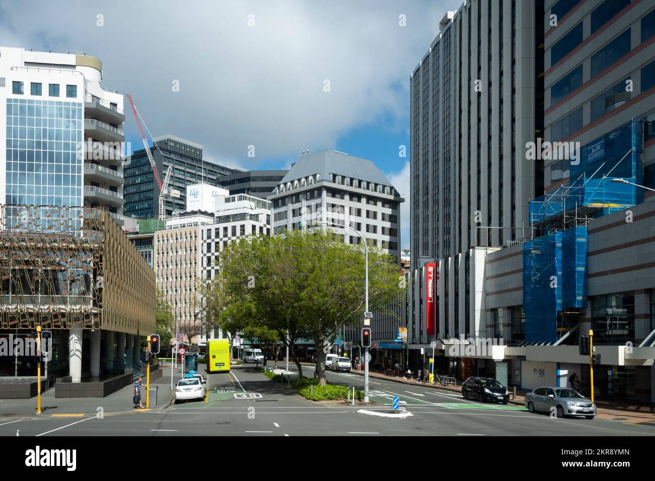 Lambton Quay, Haupteinkaufsstraße in Wellington, Nordinsel, Neuseeland Stockfoto