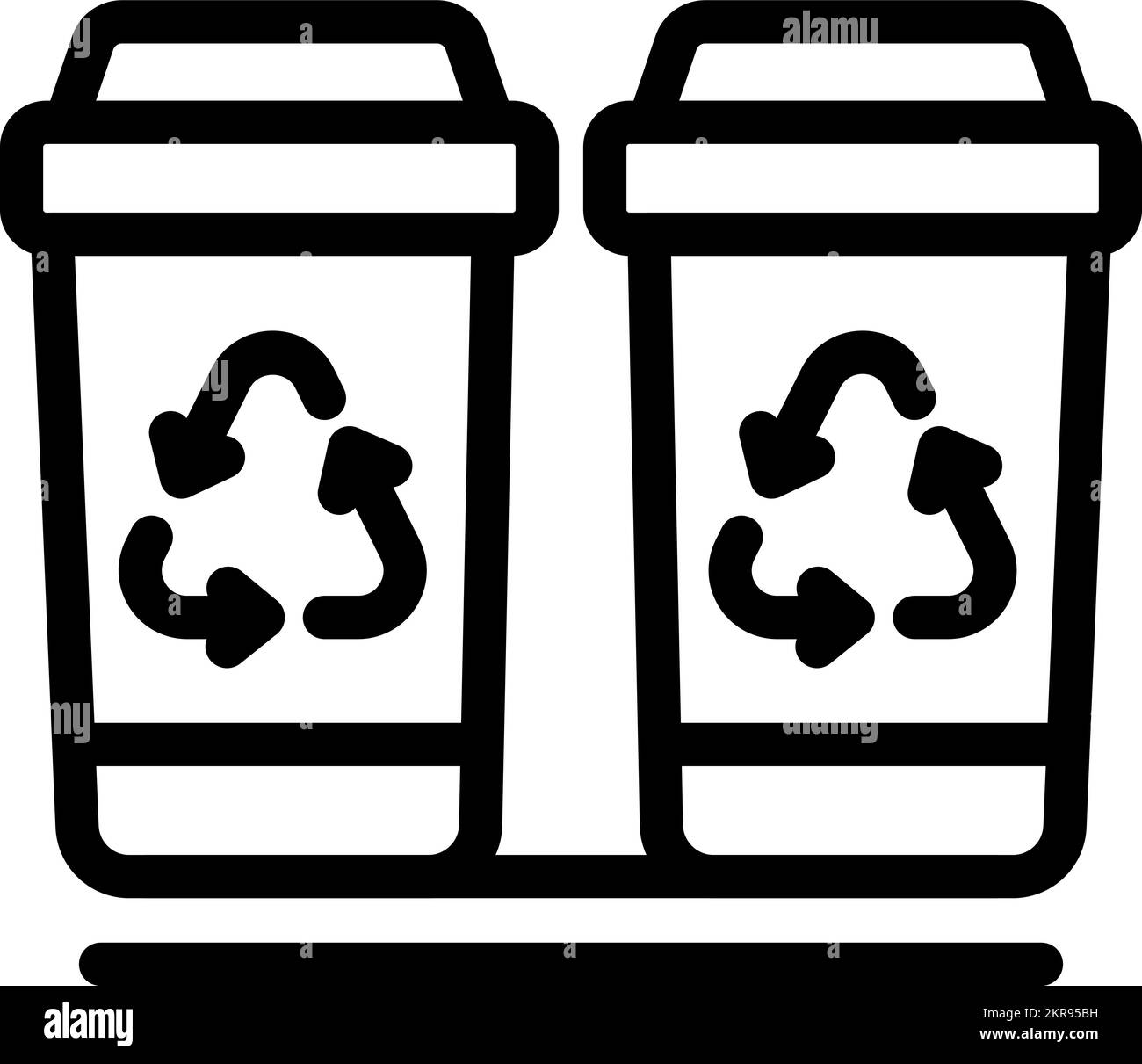 Gliederungsvektor des Garbage-Symbols wiederverwenden. Wiederverwendung von Kunststoff. Programmprozess Stock Vektor