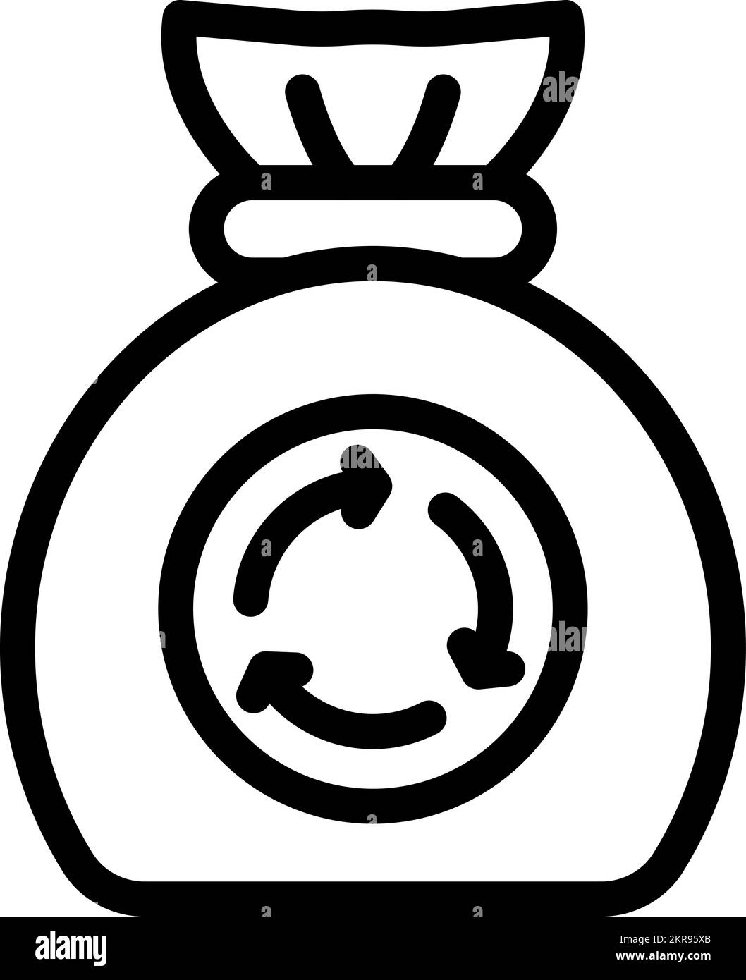 Konturvektor des Symbols für den Müllsack. Chemische Abfälle. Kunststoffrecycling Stock Vektor