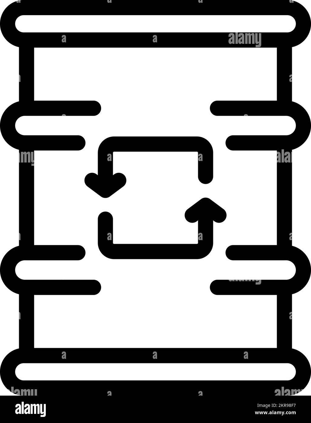 Umrissvektor des Symbols für Ölfass-Recycling. Chemische Abfälle. Plastikprogramm Stock Vektor