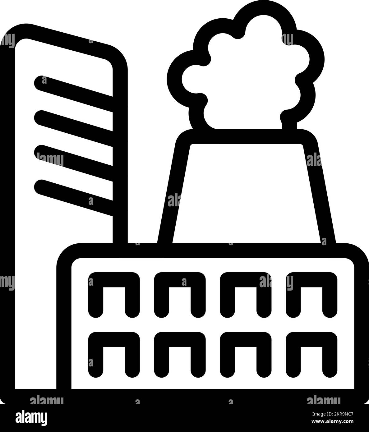 Konturvektor des Symbols der Chemiefabrik. Papierabfall. Recycling-Programm Stock Vektor