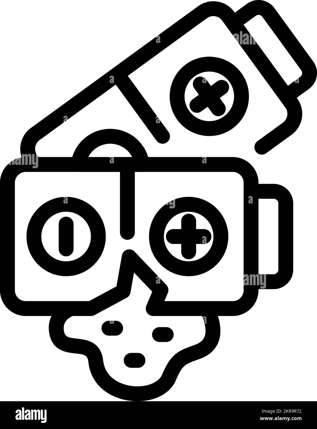 Vektor des Symbols für Batterieabfall. Chemiefabrik. Wiederverwendung und Entsorgung Stock Vektor