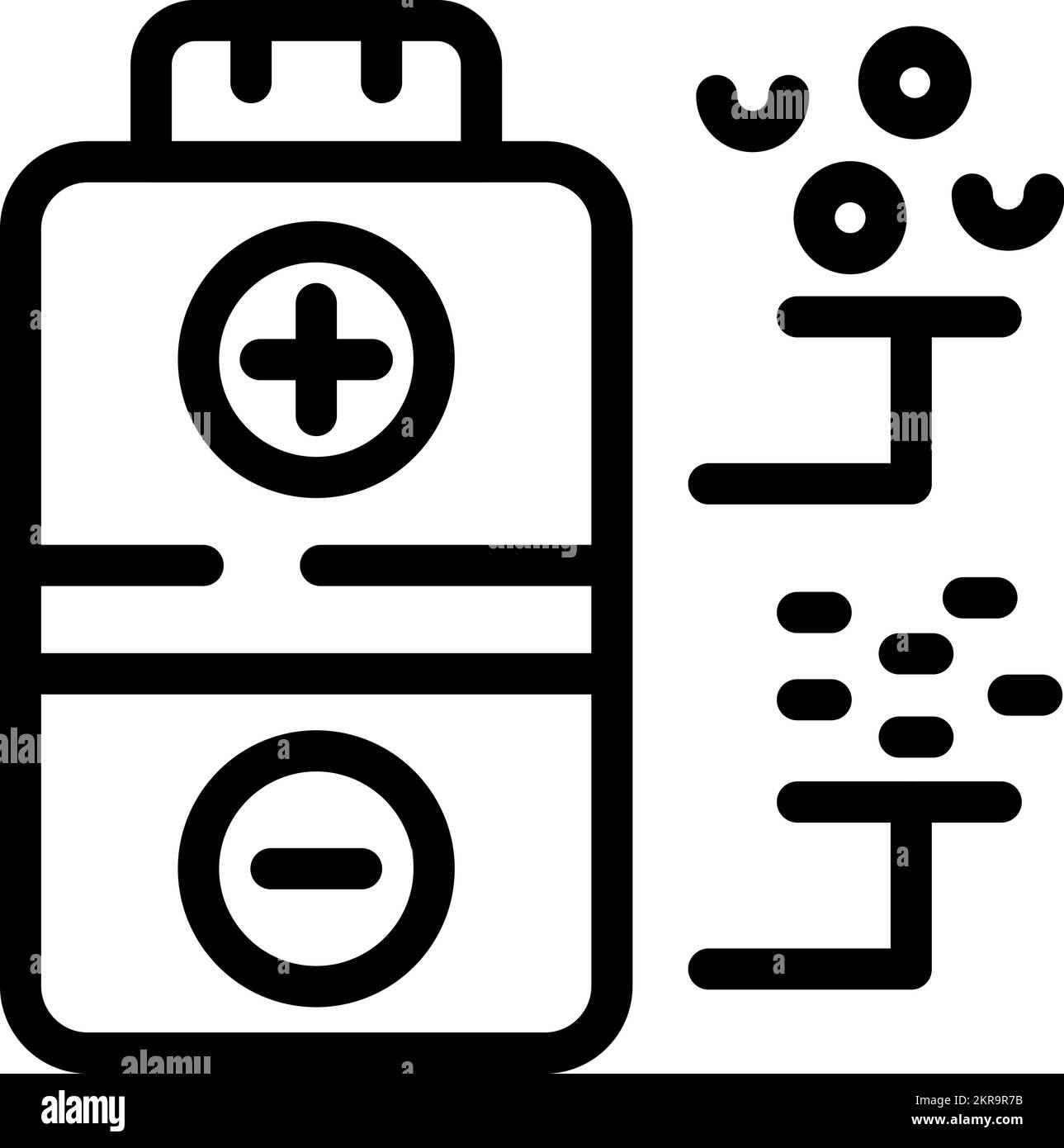 Umrissvektor des Batteriesymbols recyceln. Chemische Abfälle. Nachdruckreduzierung Stock Vektor
