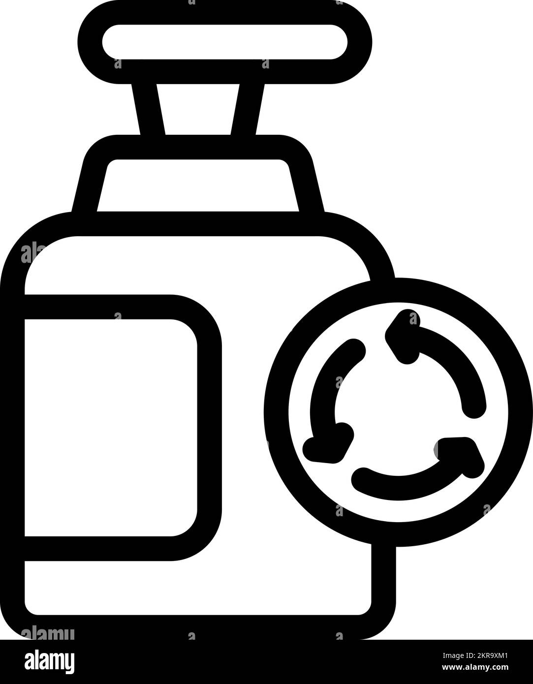Symbolkontur-Vektor für die Wiederverwendung von Chemikalienspendern. Plastikpapier. Abfallrecycling Stock Vektor