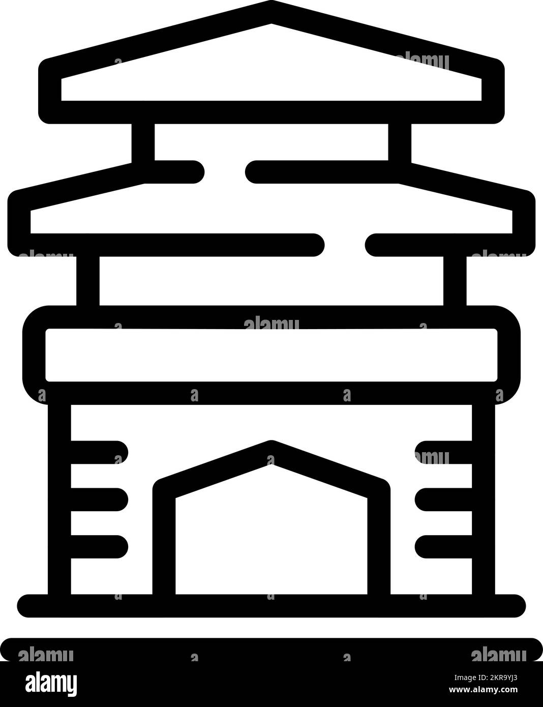 Tourismusbau Ikone Konturvektor. Reisekultur. Asiatisches Land Stock Vektor