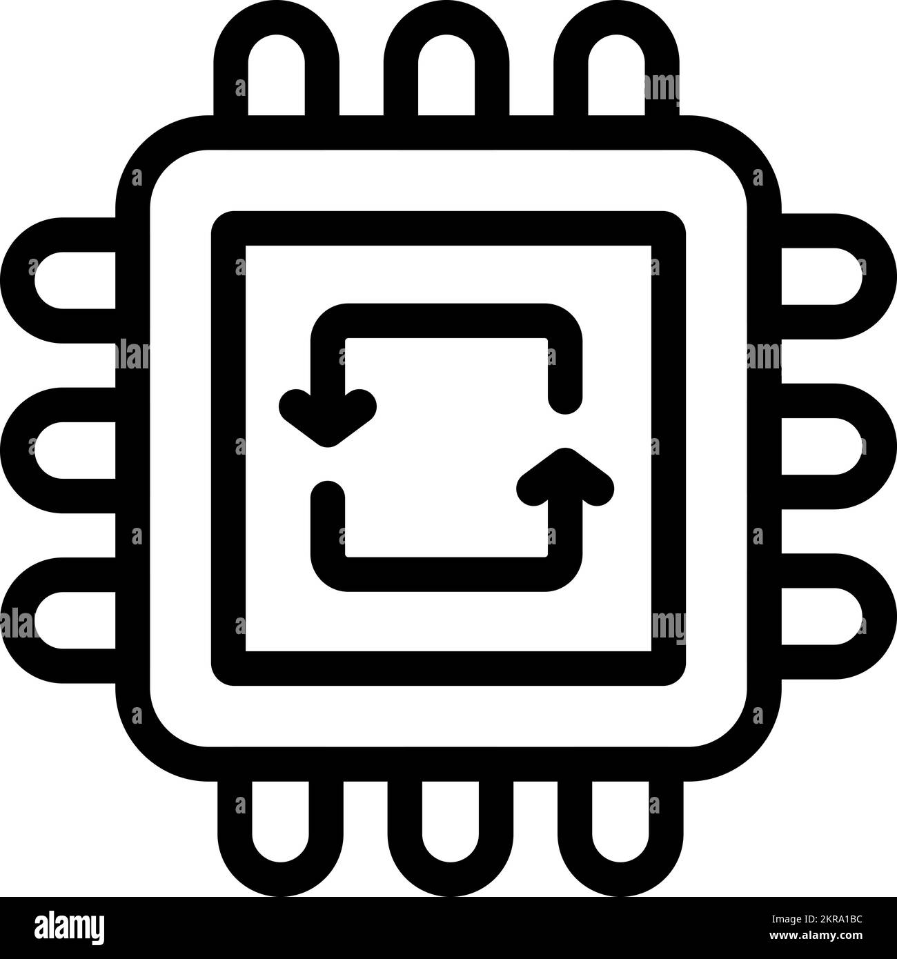 Umrissvektor des Prozessorsymbols wird recycelt. Chemiefabrik. Müllprogramm Stock Vektor