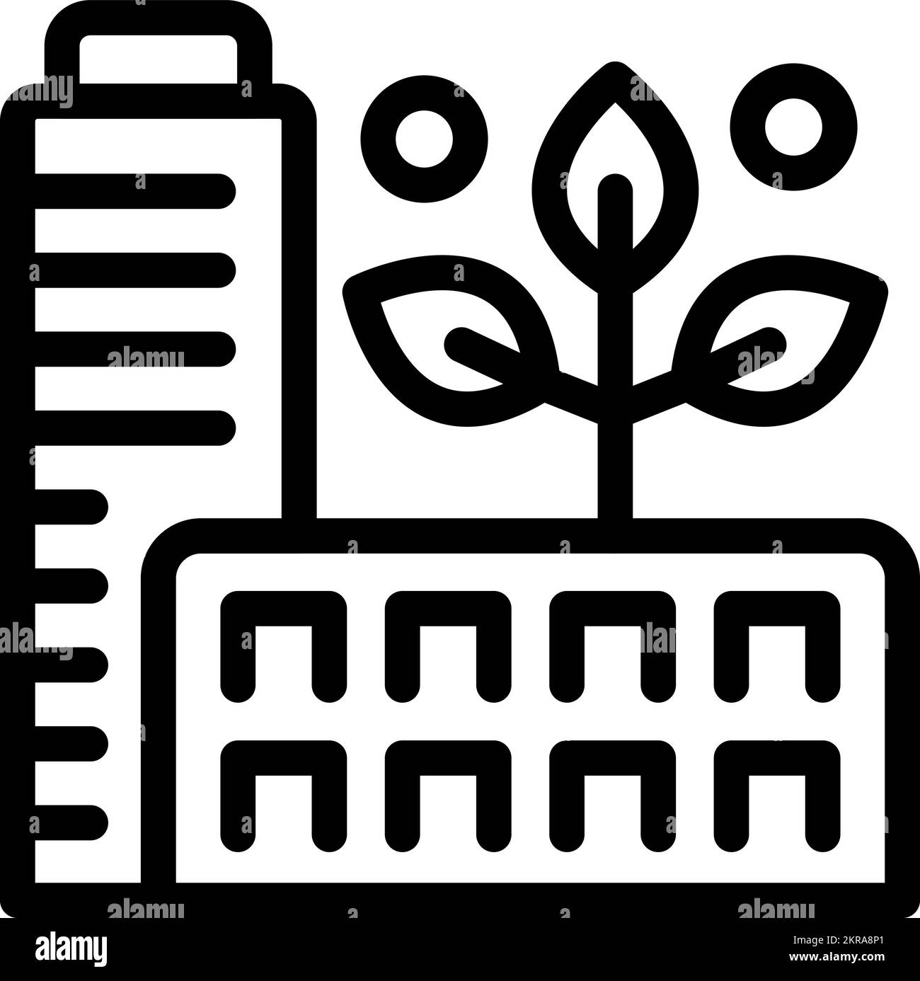 Konturvektor des Symbols der Chemiefabrik. Müllabfuhr. Programm-Recycling Stock Vektor