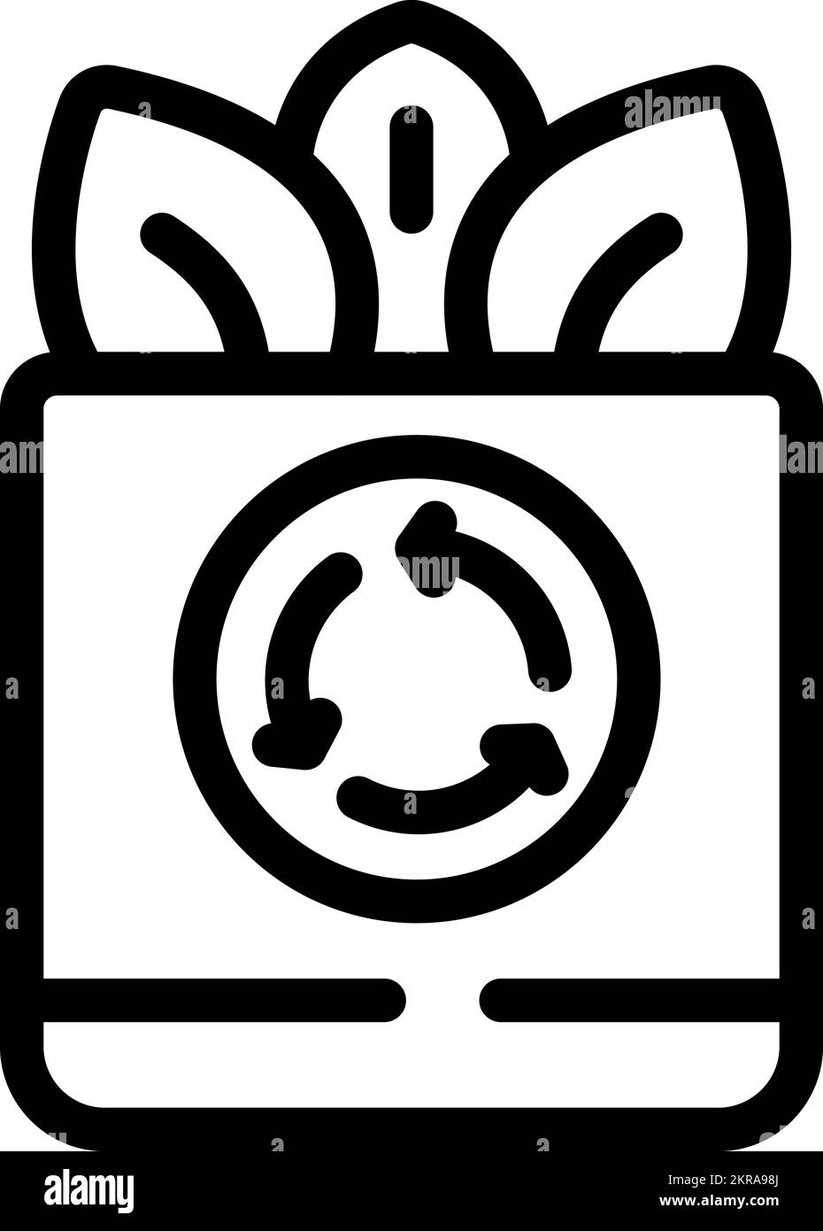 Umrissvektor des Symbols „Pack Recycle“. Chemische Abfälle. Fabrikkunststoff Stock Vektor