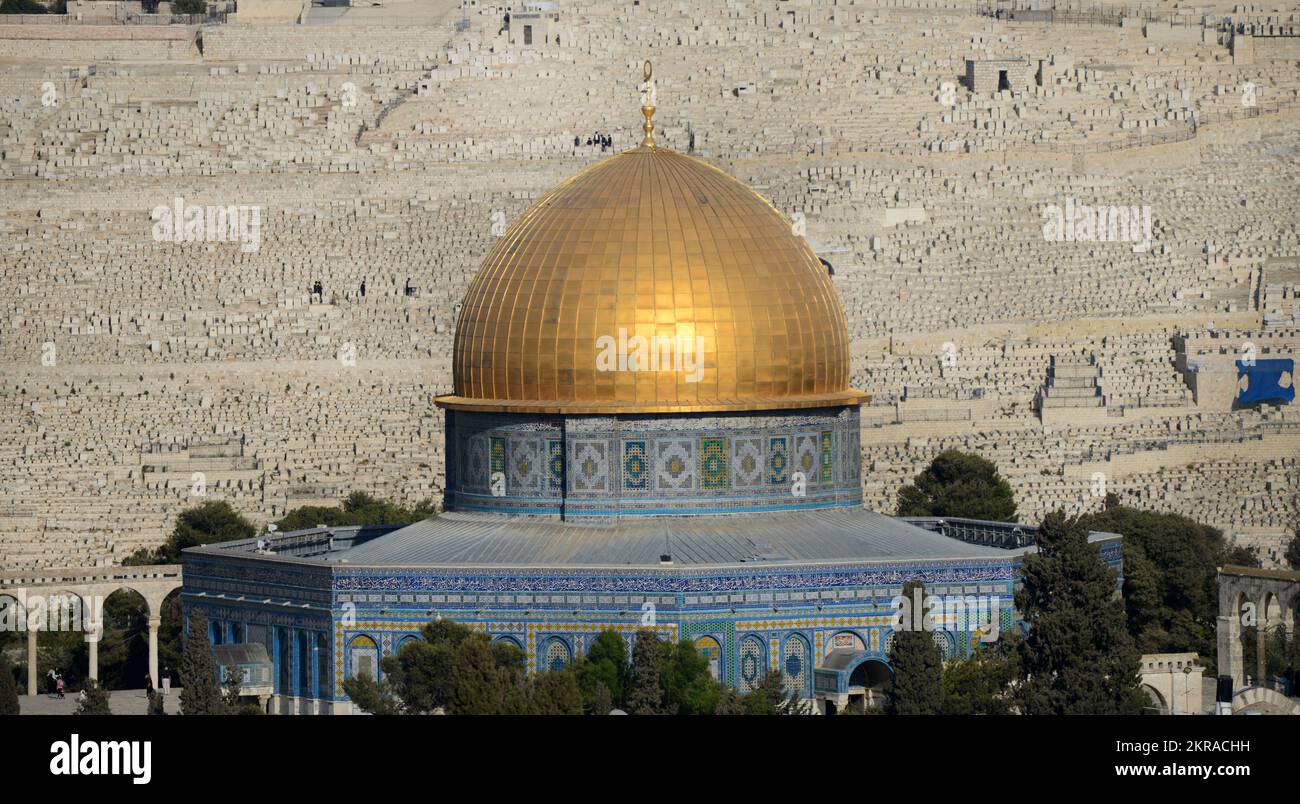 Die schöne Felsendom auf dem Tempelberg in Jerusalem. Stockfoto
