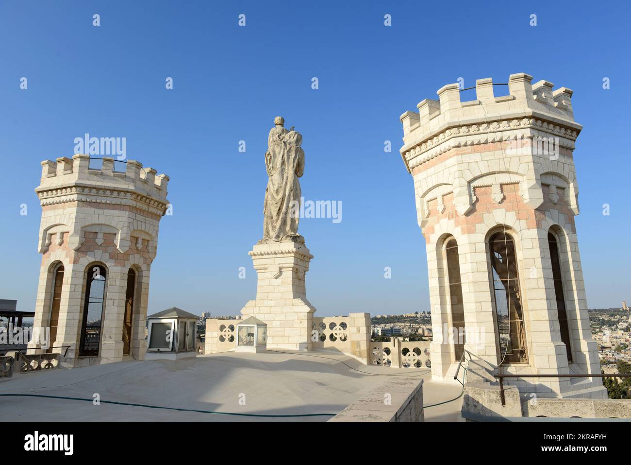 Das Dach der Notre Dame von Jerusalem, Israel. Stockfoto