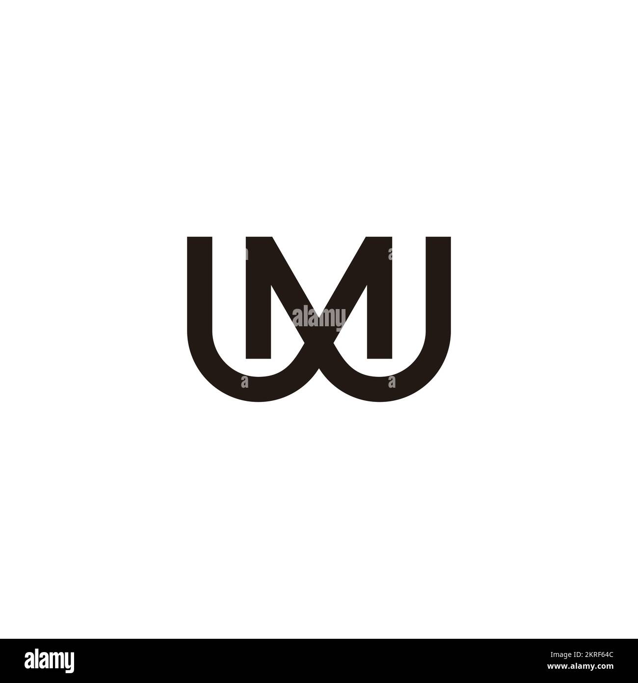 Einfacher einfarbiger geometrischer Logovektor mit dem Buchstaben mw Stock Vektor