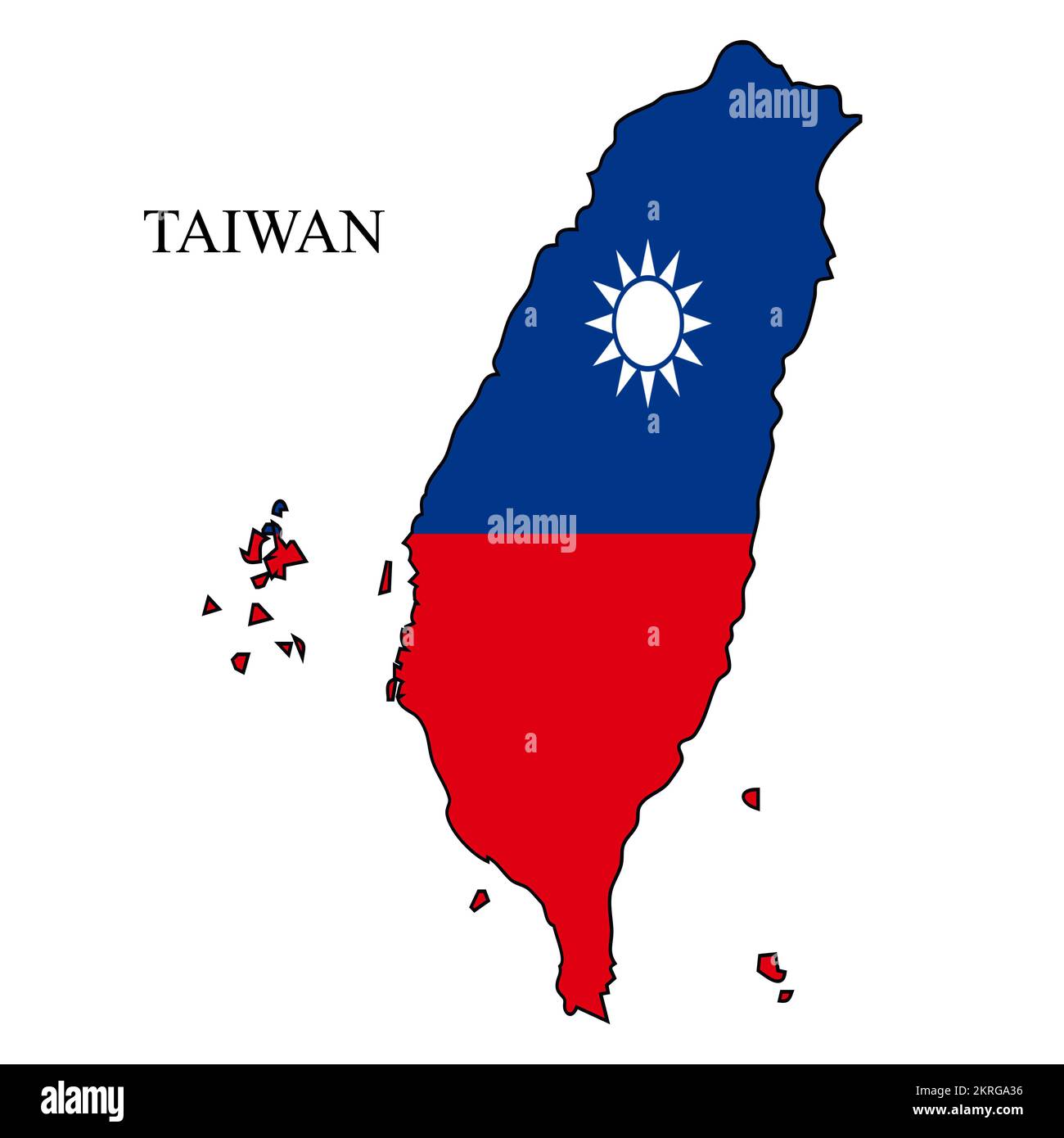 Darstellung des Taiwan-Kartenvektors. Weltwirtschaft. Berühmtes Land. Region China. Stock Vektor