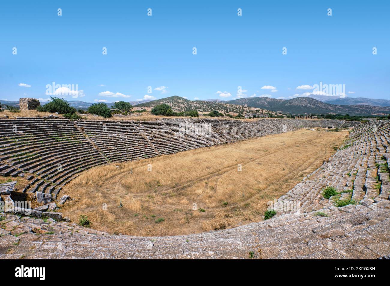 Aydin, Türkei - 12. August 2021: Aphrodisias-Stadion, eine kleine antike griechische hellenistische Stadt in der historischen karianischen Kulturregion weste Stockfoto