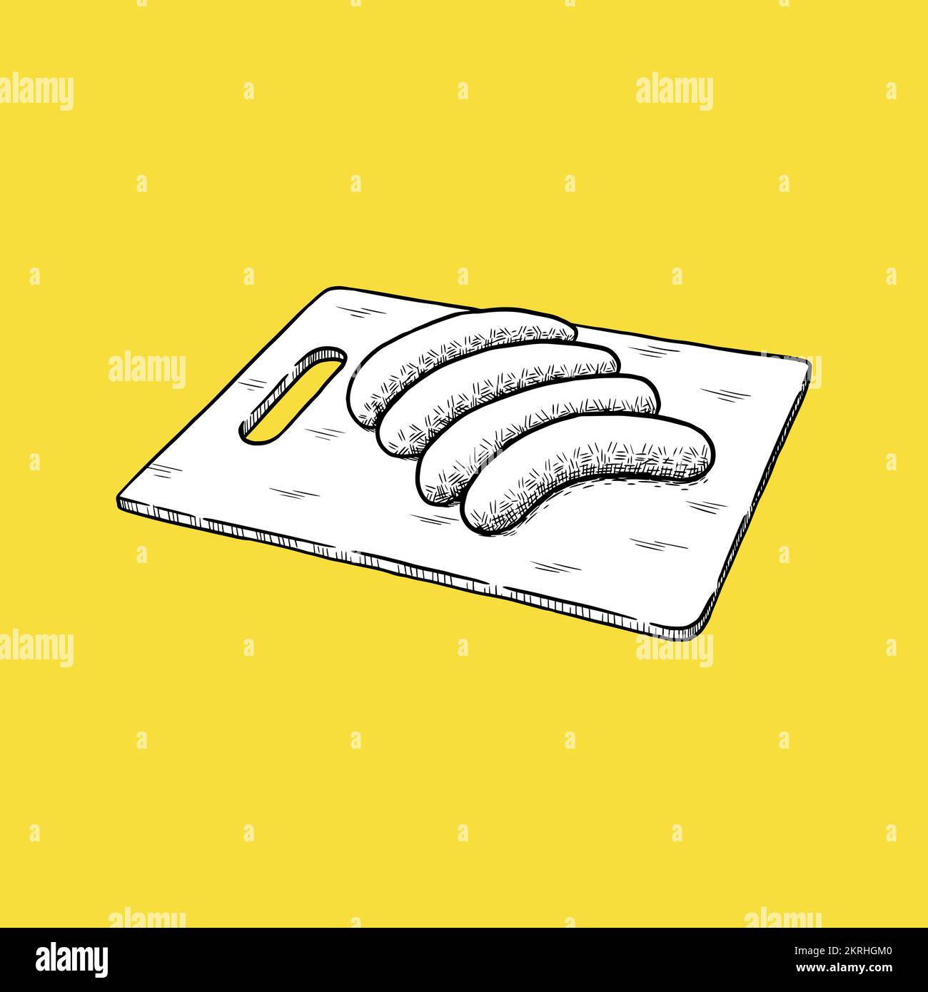 Würstchen-Symbol. Fast Food Concept Sketch und Vintage. Vektordarstellung Stock Vektor