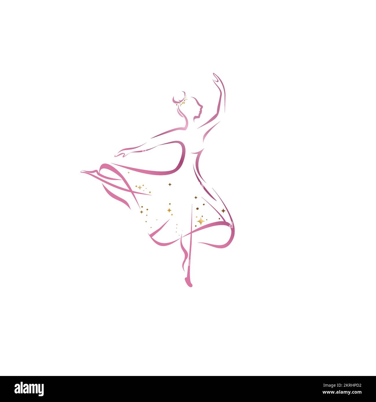 Ballerina. „Dancing Woman“-Silhouette in wunderschönem Kleid, Beauty-Logo, Logo Stock Vektor