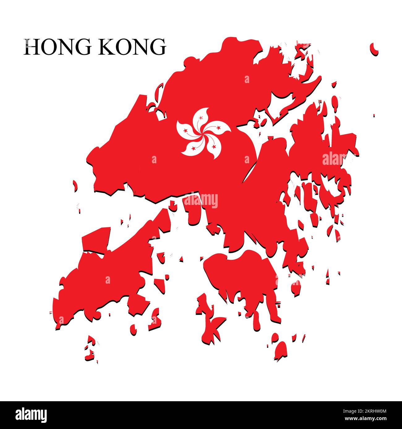 Darstellung des Kartenvektors in Hongkong. Weltwirtschaft. Berühmtes Land. Region China. Stock Vektor