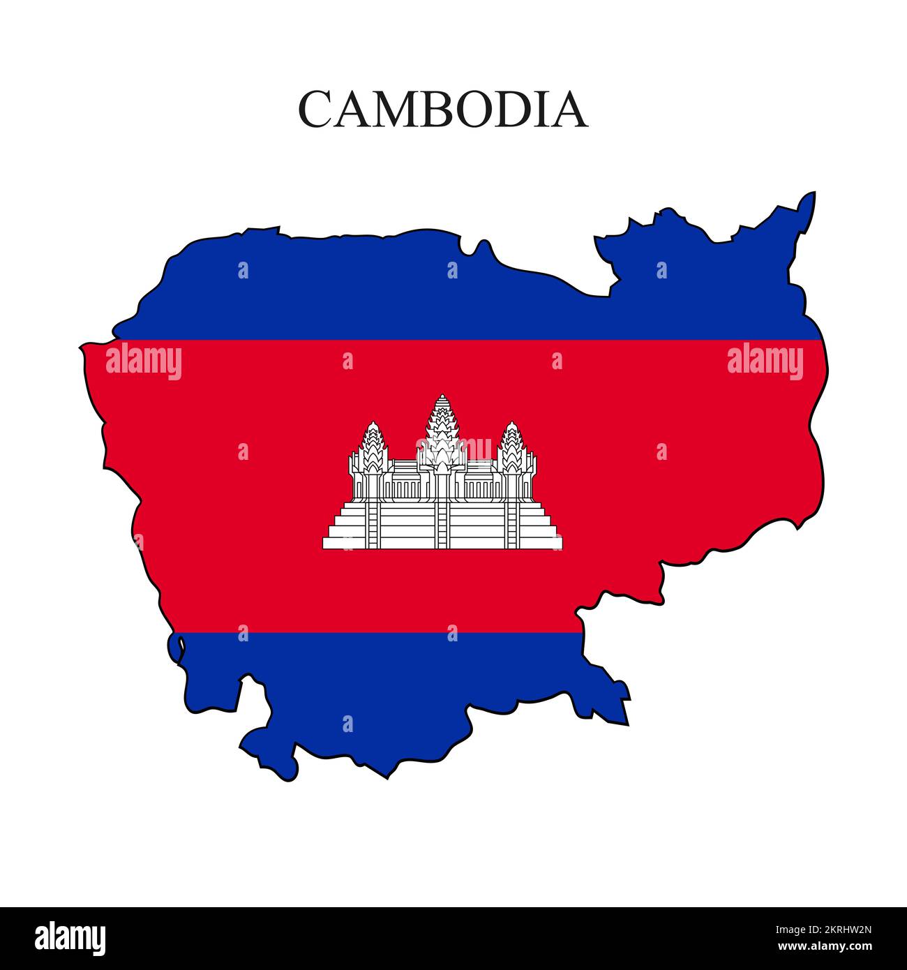 Darstellung des Kambodscha-Kartenvektors. Weltwirtschaft. Berühmtes Land. Südostasien Stock Vektor