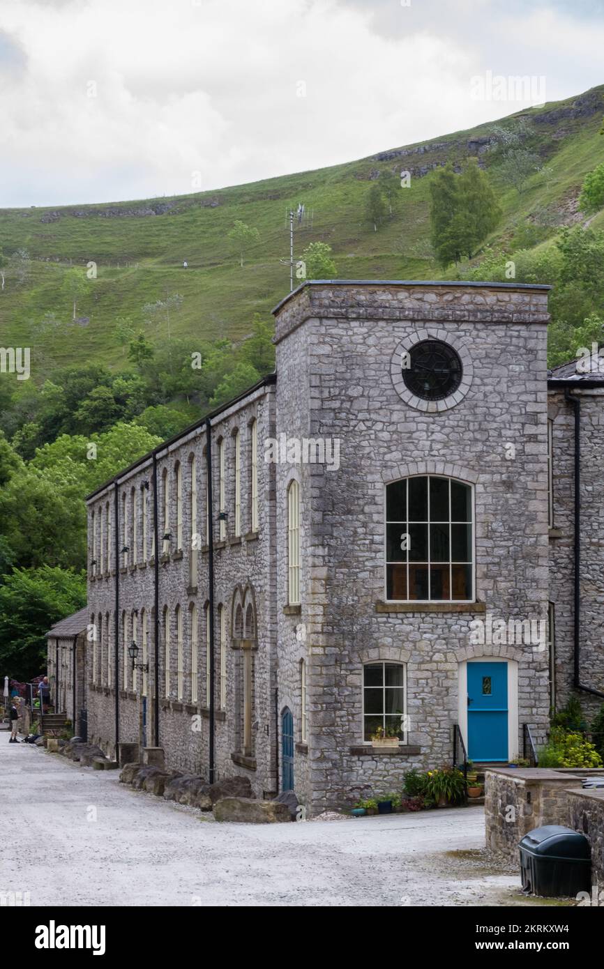 Litton Mill, Miller's Dale - Standort einer gescheiterten Textilfabrik, die kinderarbeit einsetzte. Stockfoto