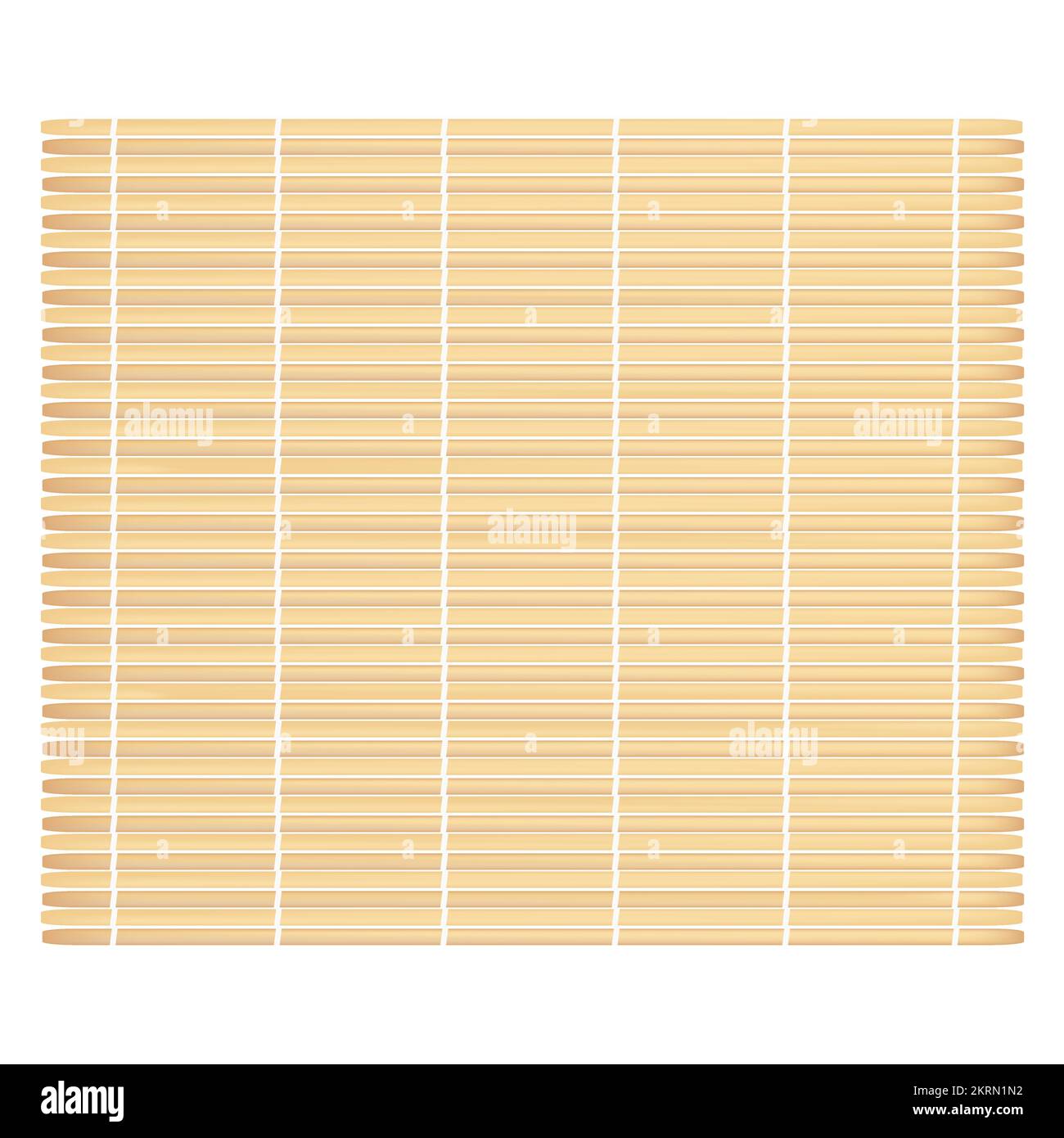 Bambusmatte für Sushi auf weißem Hintergrund. Ökologiekonzept. Isolierte Objekte. Vektorbild. Stock Vektor