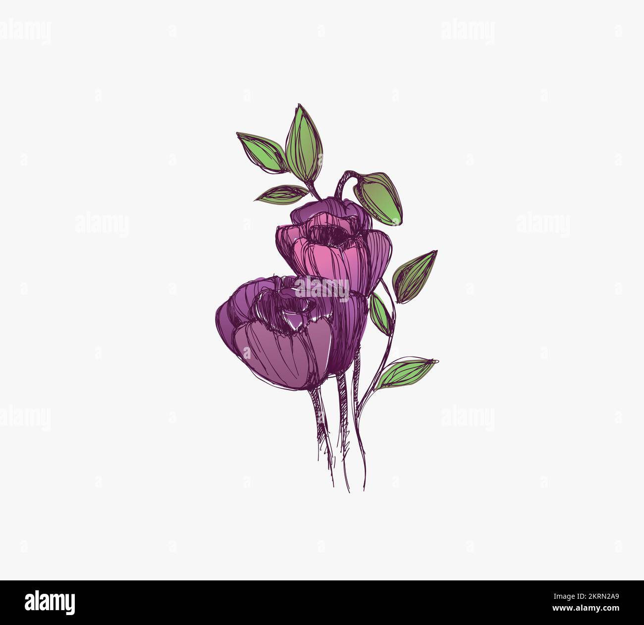 Abstrakte Illustration aus Mohn, abstrakte organische Kunstwerke, Logo-Design, von der Natur inspiriertes Logo-Design, Blumenverzierung, Blumendekoration Stock Vektor